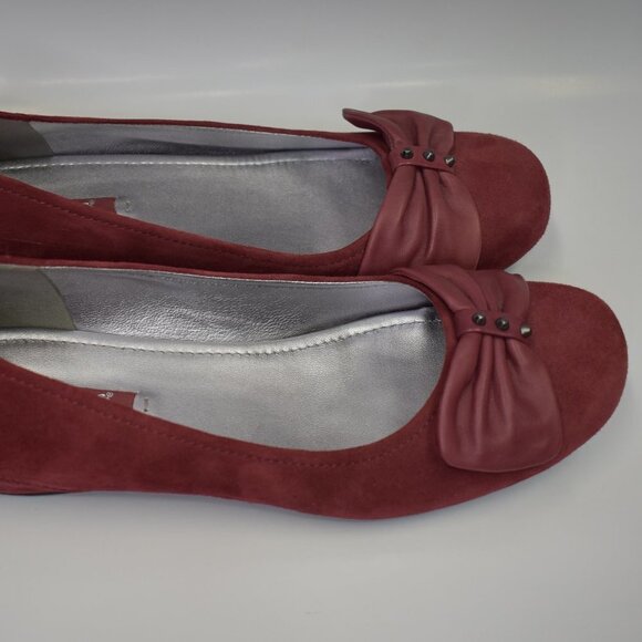 ECCO BURGUNDY SUEDE FLATS SHOES SZ EUR 39 US 8 - Picture 3 of 11